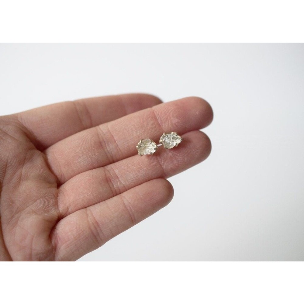 2 carat earrings, 10x8mm, Raw Diamond Earrings Rough Diamond Natural Earring Wed